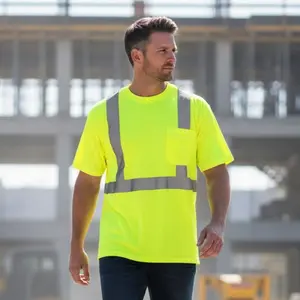 High Visibility Safety Short Sleeve T-Shirt with front pocket