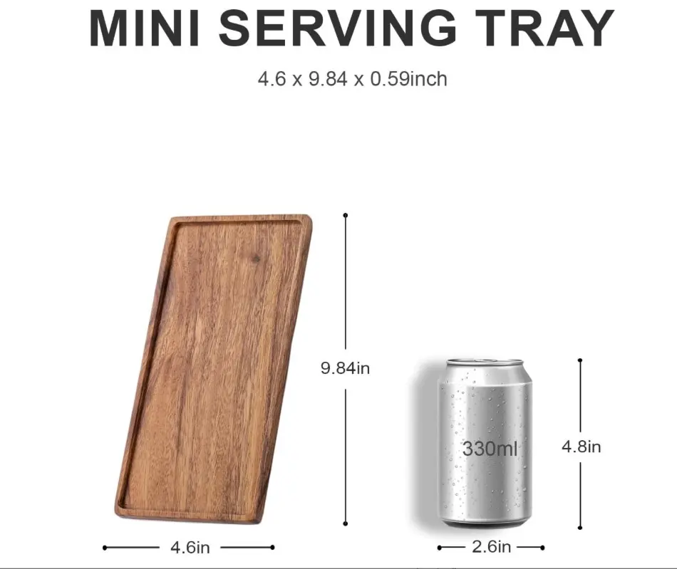 Mini Wooden Serving Platter, Small Wood Serving Tray for Tea/Coffee (Acacia Wood)