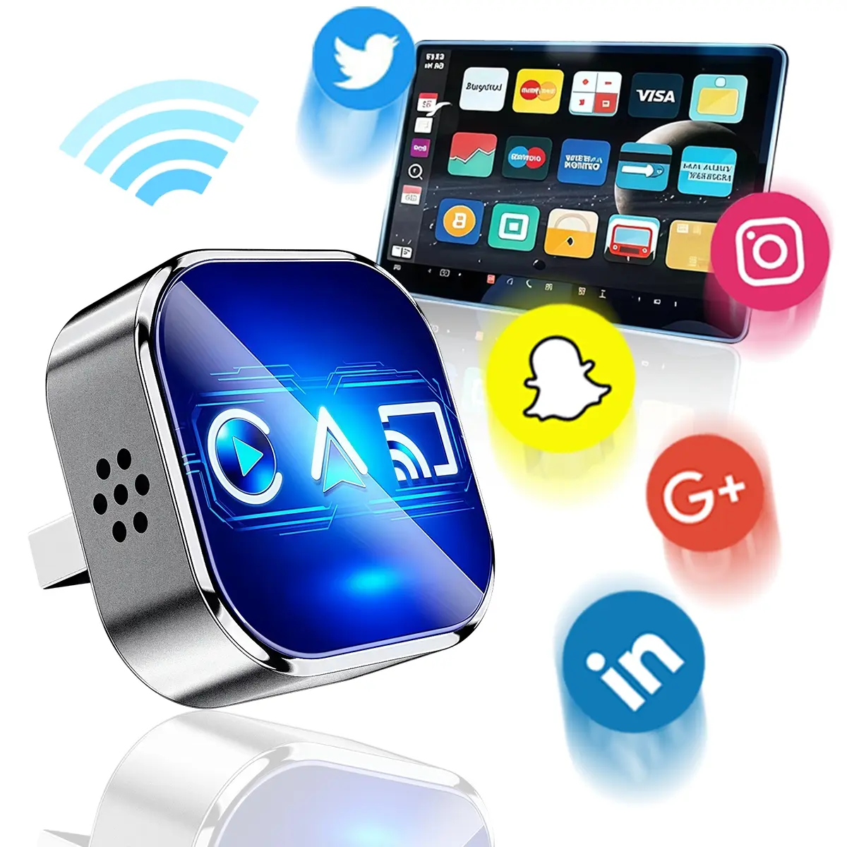 2026 3-in-1 Wireless CarPlay Adapter for iPhone & Android Auto with Mirror Link, Plug & Play CarPlay Dongle Convert Wired to Wireless, Dual Band 5G/2.4G WiFi & BT 5.0, Supports USB-A/Type-C, Auto Connect