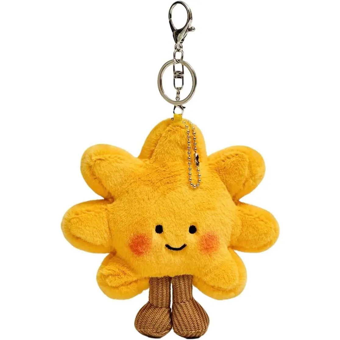 Cute Sun Plush Keychains for Women,Kawaii Happy Sun Key Ring,Purses/Bag Charms, Great Gift Idea 5.5'' * 6.3''