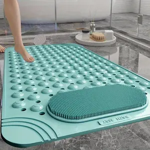 Light Blue Non-Slip PVC Bath Mat - Rectangular Massage Nubs Shower and Bathroom Safety Rug - 0.8cm Thick, 2600g/m², Dot Pattern Bathroom Mats