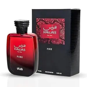 RASASI Hawas Fire Eau De Parfum Spray 100ML(3.4 Oz) - Bold Long Lasting Arabian Perfume For Men With A Fiery Essence - Indulge In A Luxurious Perfume Men That Captures Masculine Elegance And Strength