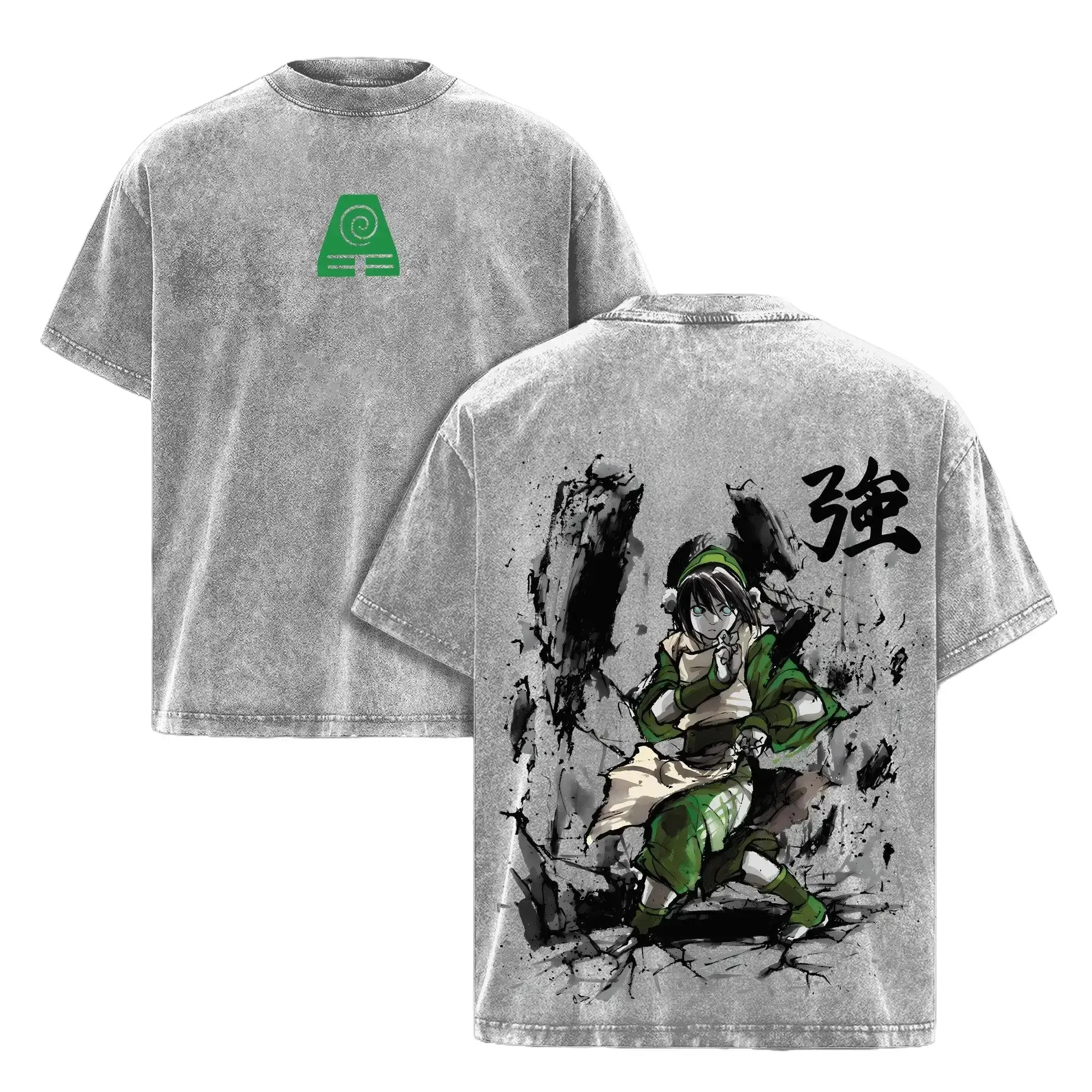 Vintage Toph Beifong Graphic Tee-Avatar The Last Airbender Earth Kingdom Oversized Acid Wash T-Shirt for Men & Women | 90s Graphic American Casual Short Sleeve Tee|Premium Soft Cotton Classic Unisex T-Shirt for Daily,Gym & Streetwear Anime Washing T-Shirt