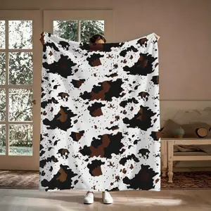 Cow Print Flannel Throw Blanket, Brown Black Spots Western Pattern Soft Warm Cozy Nap Blanket for Couch Bed Sofa, Rustic Farmhouse Gift for Animal Lover Her Him, Birthday Christmas Holiday Housewarming Gift