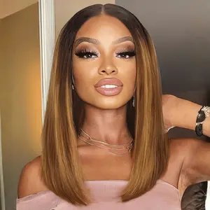 UNice Glueless Piano Highlights Brown Straight Bob Wig with Dark Roots Pre Cut 7x5 HD Lace Closure Human Hair Wigs with Invisible Knots Ready and Go Short Bob Wig for Women Beginners Friendly #TikTokShopHolidayHaul