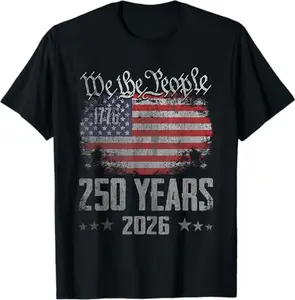 Vintage 250 Years 1776-2026 250th Birthday 4th July T-Shirt