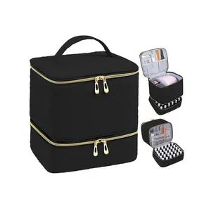 2025 Summer Double Layer Nail Polish Storage Everyday Bags, Makeup Bag Set, Nail Art Organizer, Durable Cosmetic Storage Zipper Makeup Organizer Travel ( Bag Only), Girlfriend Gifts, Cosmetics Organizer, Makeup Pouch, Makeup Case, Travel Essentials