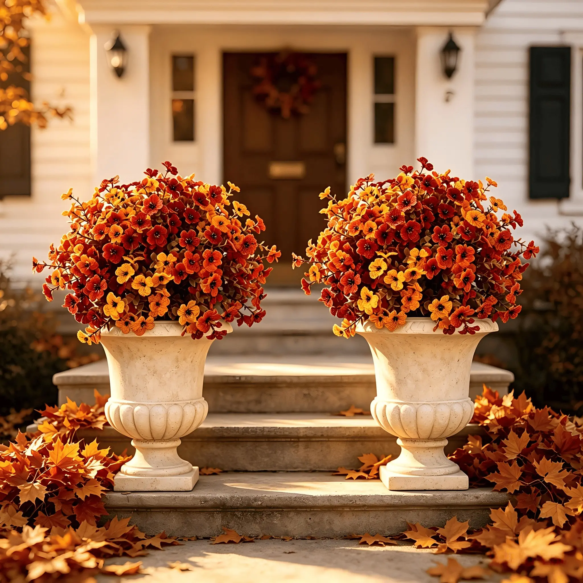 18pcs Artificial Flowers, Realistic Daisy Mix, High-End Fake Flowers, Autumn Decor, Outdoor Garden Decoration, Thanksgiving Halloween Setup