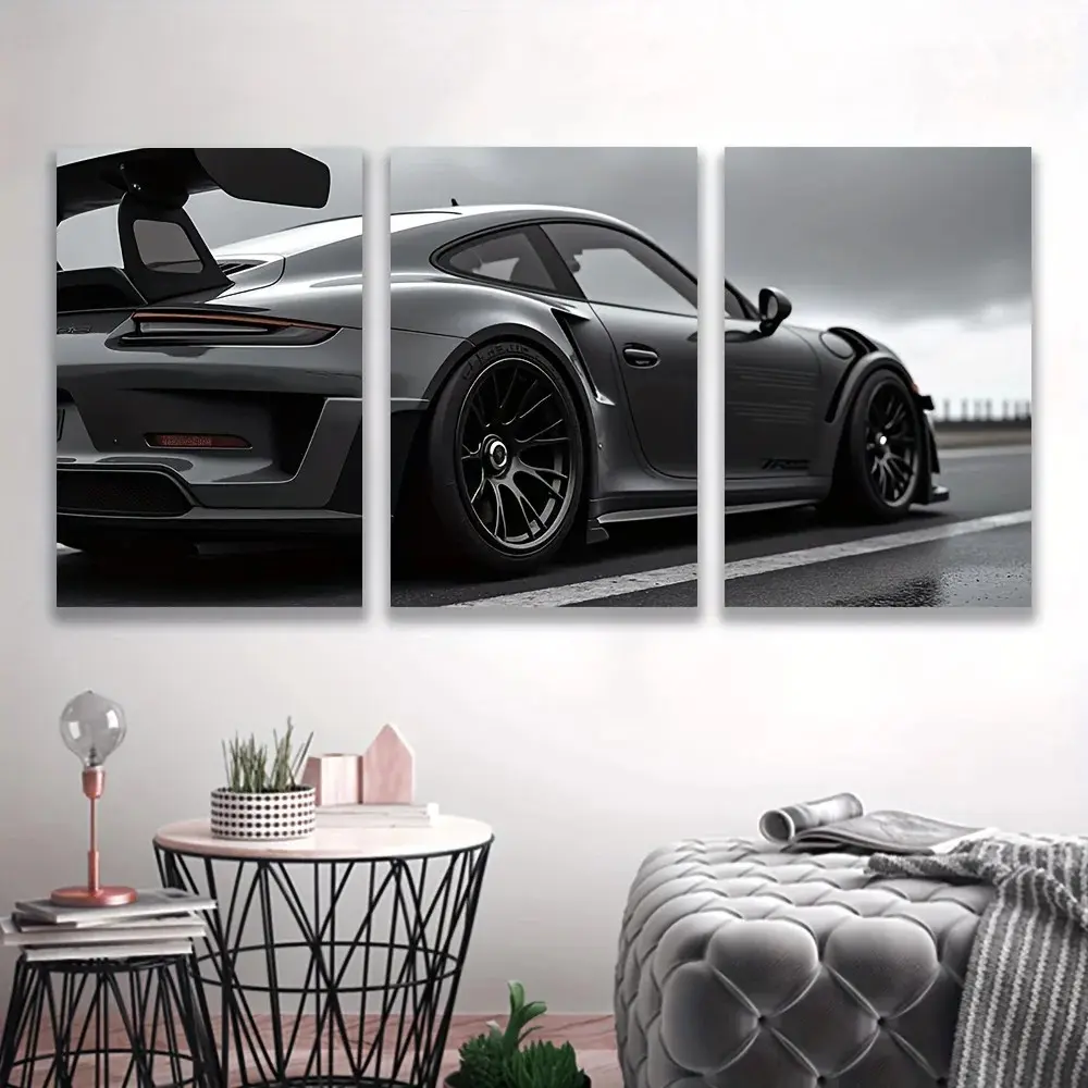 3pcs/set Vintage Industrial Style Artistic Car Series Poster Gt3rs Art Poster Canvas Painting Classic Prints Wall Prints Picture Decorative Wall Art Living Room Home Decor Decoration Items
