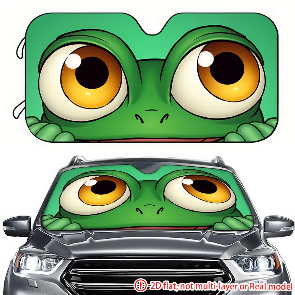 1pc cartoon frog big eye car sunshade 2D high-definition printing, car sunshade effectively blocks sunlight, suitable for trucks SUV、 RV front windshield decoration Car Sunshades For Windshield Automotive Windshield Sunshades