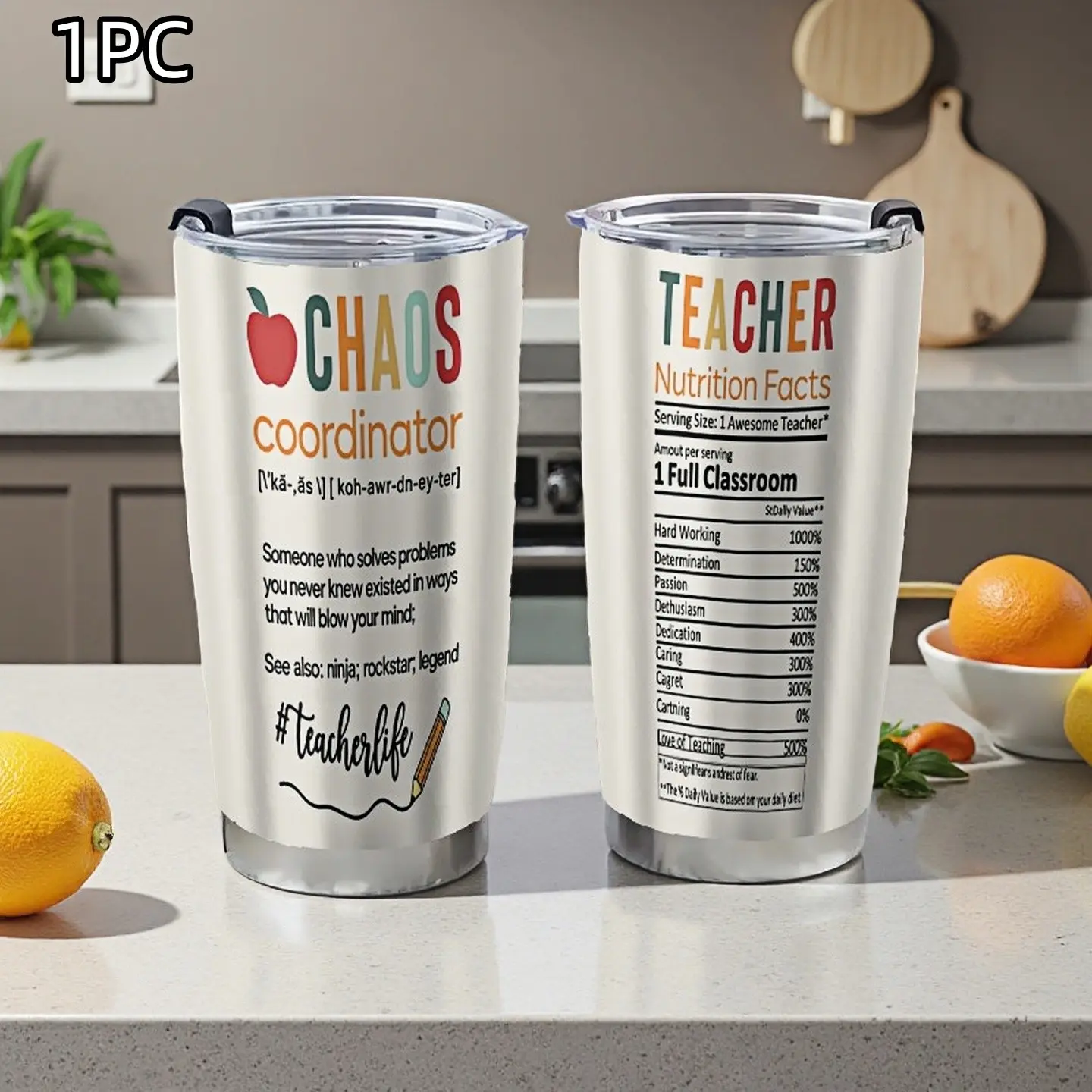 20oz Insulated cup Tumbler Teacher Gifts for Women - Teacher Appreciation Gifts for Women - Teacher Appreciation Week, Teacher Birthday Christmas Gifts - Chaos Coordinator Gifts - Thank you Gifts for Women Teachers