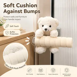 Cute White Bear Doorknob Protector, anti-collision doorknob cover. Adorable bear shape with soft touch, universally fits all types of doorknobs. Keeps warm in winter and prevents sweat in summer, lovely doorknob decoration made of soft material.