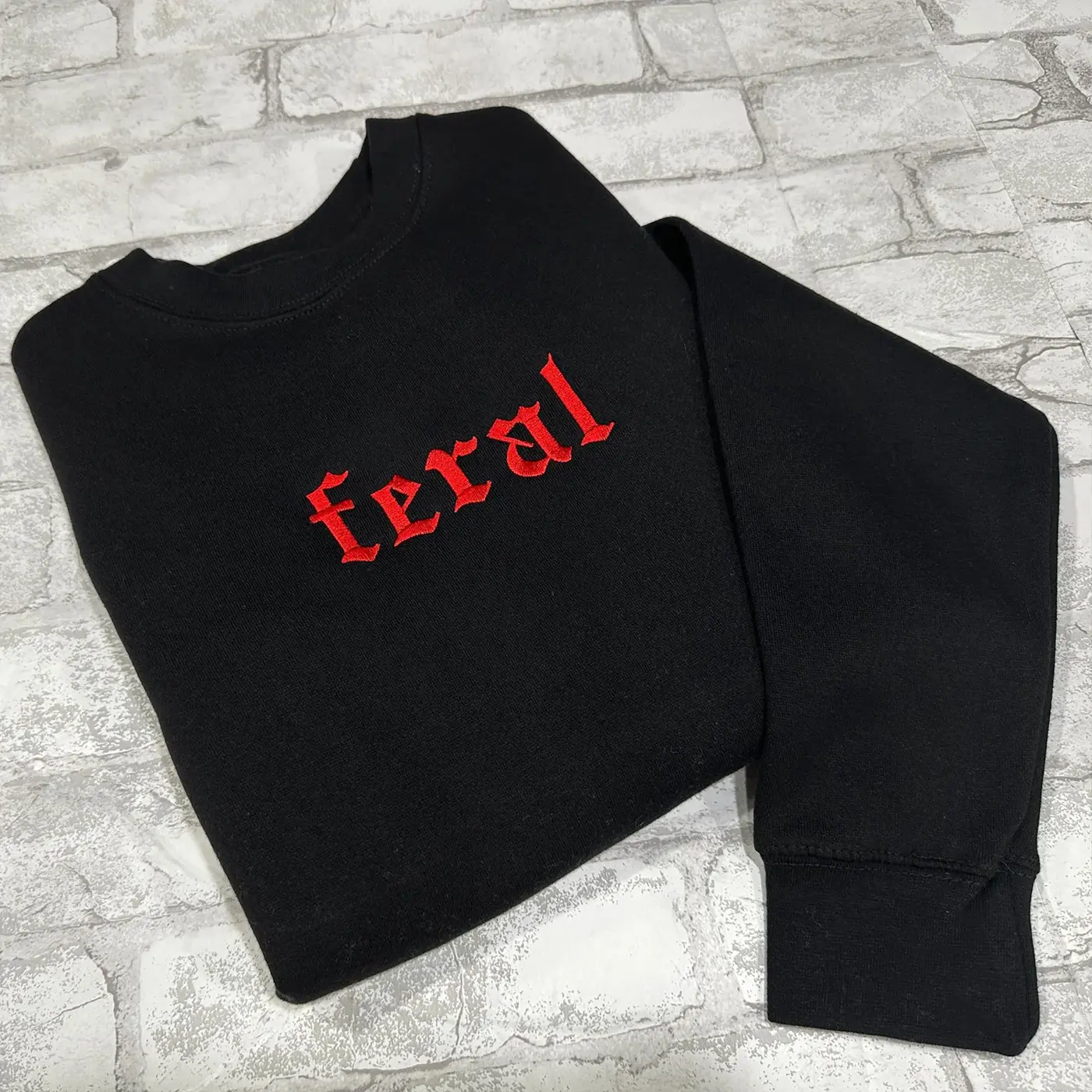 Feral Embroidered Crewneck Sweatshirt, Villain Sweater, Dark Humor, Spooky, Dark Romance, Book Lovers Readers
