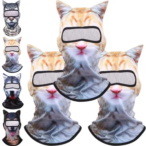 Adult 3D Cat One Size Ski Balaclava - Cool Funny Face Mask with Ears, Themed Headwear, Halloween Party Accessory for Ski Sports & Outdoor Leisure, Unique Accessories