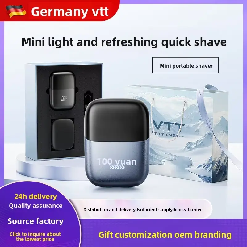 Men’s Rechargeable Reciprocating Electric Shaver with Built-in Cells, Washable Facial Beard Trimmer, Mini Portable Gift Set for Smooth Shave, 2043-Black-Smart Shaver + Floating Triple Heads + Travel Lock - Gift Box Set