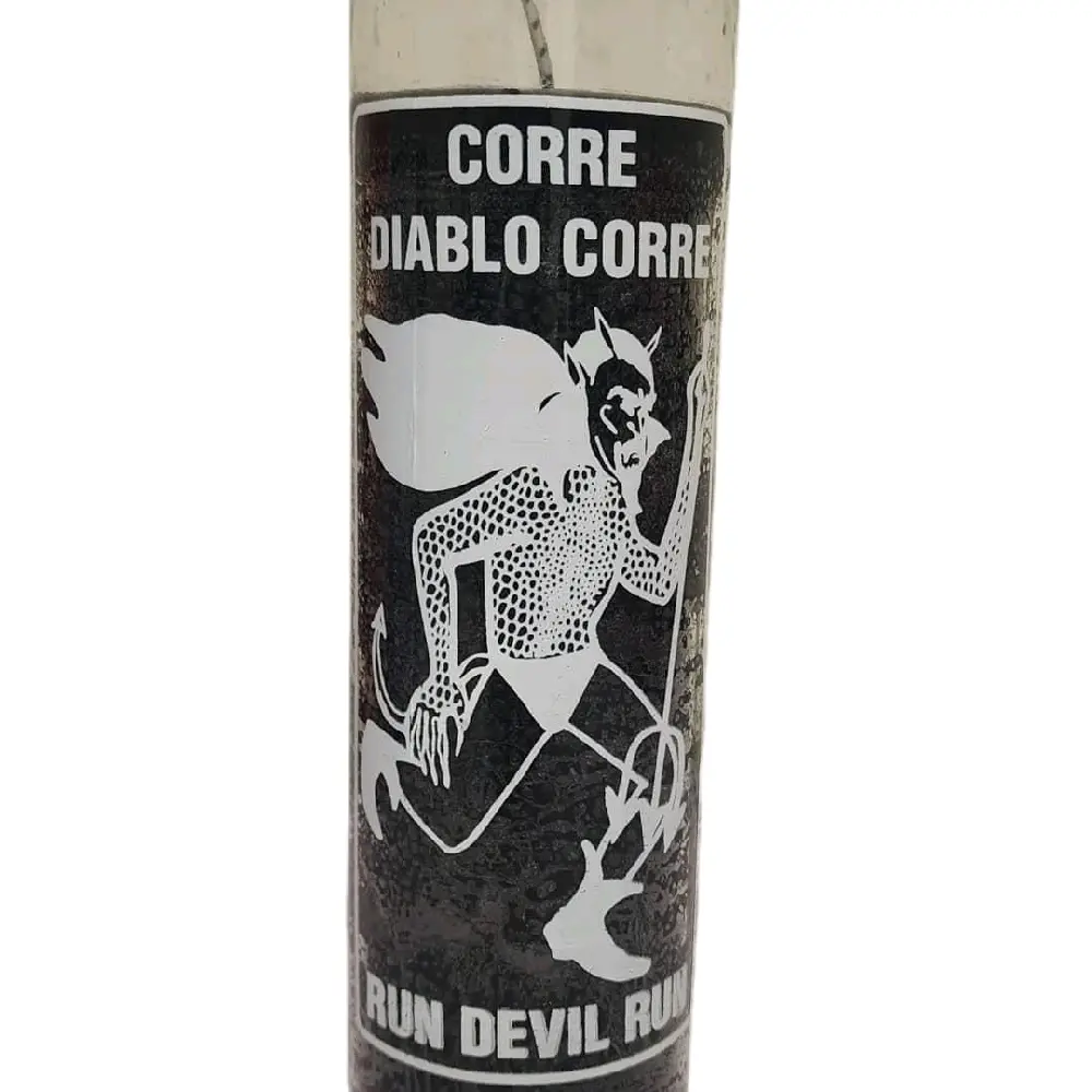 Corre Diablo Corre Run Devil Run Spiritual Defense Candle Non Toxic Black Protection Against Evil Hexes & Spiritual Attacks