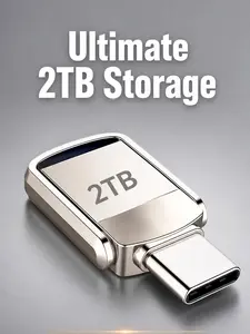 2TB & 1TB Metal USB 3.2 Flash Drive - Type-C & USB A Interfaces, Ultra-Speed Waterproof Portable Storage, Anti-Electromagnetic Data Transfer for PC, Phone, XP, Vista Systems