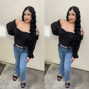 Black Long sleeve Top with Sheer Sleeves