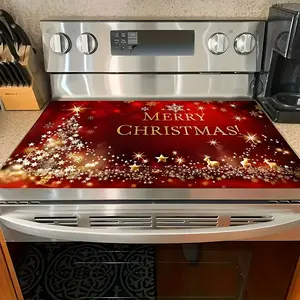 1 set - Christmas soft gas stove countertop protective cover mat, easy to clean - suitable for any kitchen, stove protection cover multi-purpose stove cover, suitable for flat top ovens, winter Christmas home decoration, Stove Plate