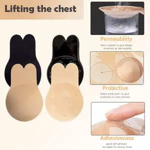 Rabbit Ears Nipple Covers Lift, Strapless Invisible Self-adhesive Breast Lift Pasties, Women's Lingerie & Lady Underwear Accessories Womenswear Bra Comfort 2 Pairs