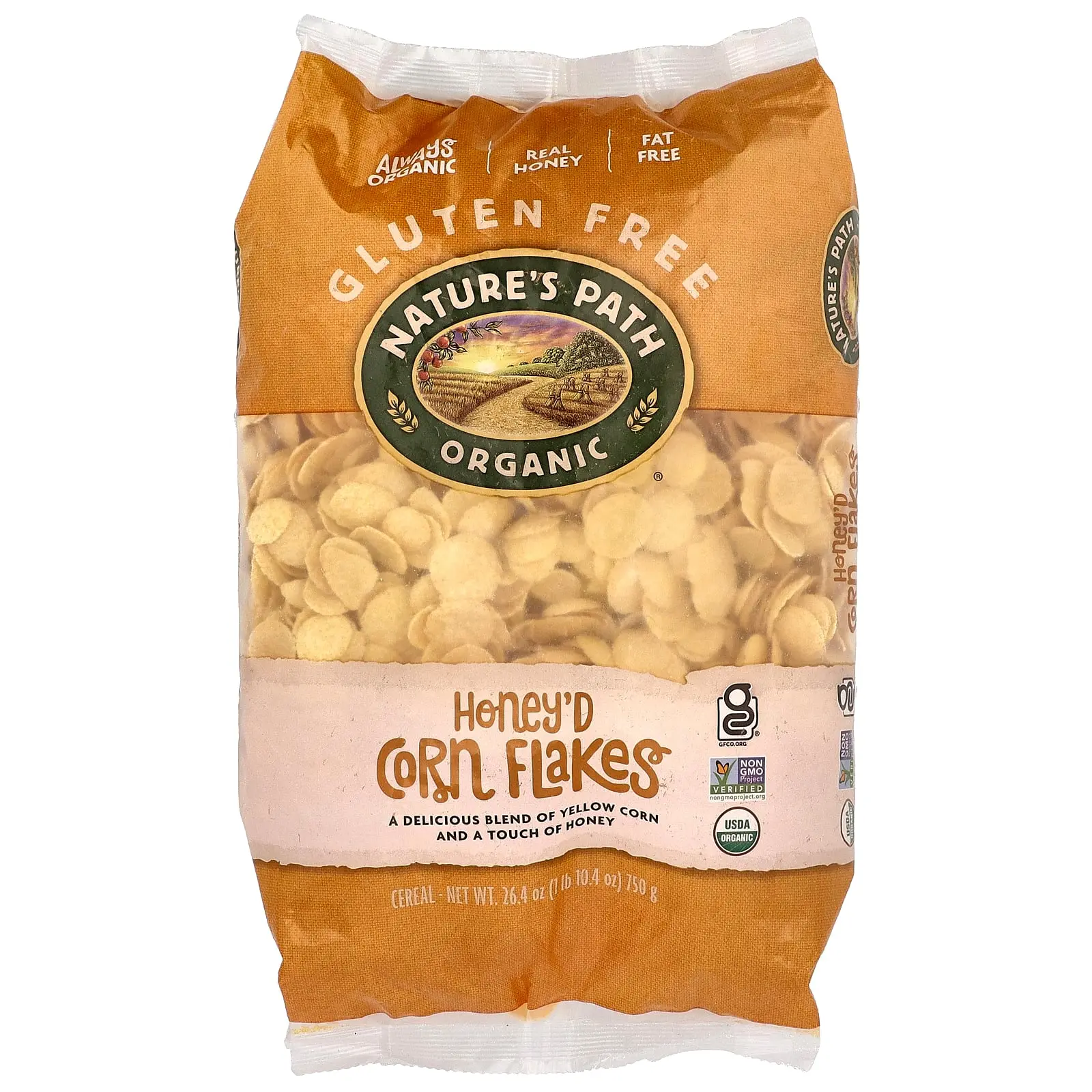 Nature's Path Organic Honey'd Corn Flakes Cereal, 26.4 oz (750 g)