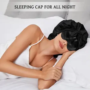 Falote 2-in-1 Adjustable Satin Sleep Bonnet Set with Built-in Mask - Smooth, Anti-Frizz, Curl-Protecting Hair Care Accessory for Hair Extensions, Wigs