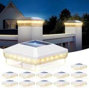 12 Pack Solar Post Cap Lights Outdoor, 40 LEDs 4x4 Fence Post Solar Lights Outdoor Waterproof with 3 Modes, Solar Powered Deck Fence Cap Light for 3.5x3.5 4x4 Vinyl Wooden Posts Deck Lighting