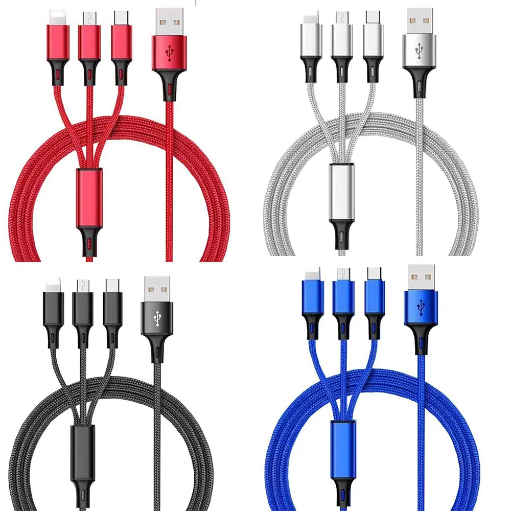 Simyoung 4FT 3 IN 1 Multi Charging CablePhone Connector USB Universal Charger Cord Adapter
