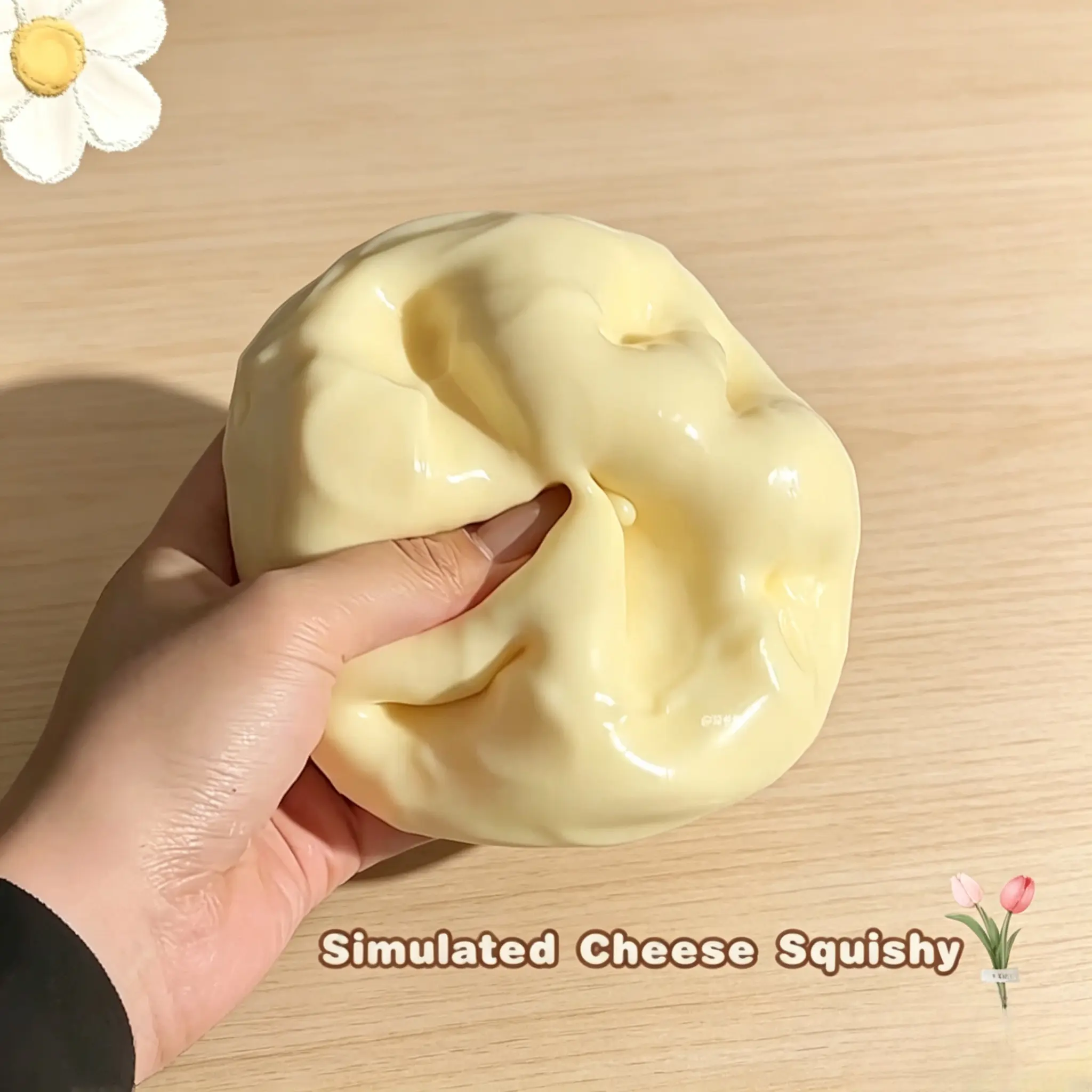7cm Mini Simulated Cheese Squishy Toy - Non-Toxic Soft TPR Material Stress Relief Fidget Sensory Vent Toy, Smooth Petroleum Jelly Inner Stuffing, Creamy Slow Squish Texture, Unisex Oddly Satisfying Collectible & Gift for 3-4 Years Old Hobby Lovers