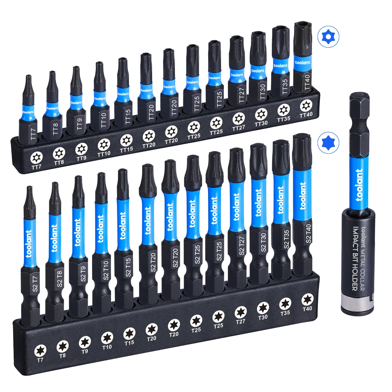 2024toolant Impact Security Steel Torx Bit Set With Magnetic Bit Holder and Storage Box