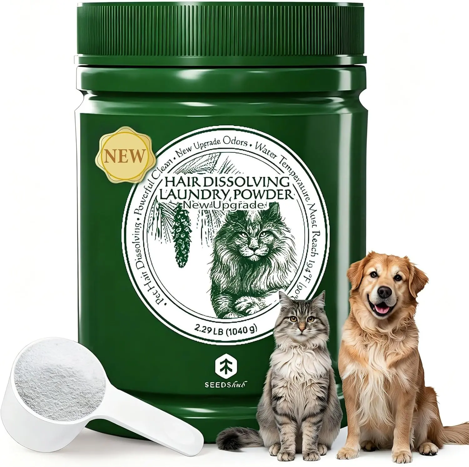 by Pet Hair & Stain Remover for Laundry, Higher Hair Dissolution, Based Powder Detergent for Clothes, Removes Dog & Cat Hair, Odor & Residue, 6-Month Supply, Septic Safe