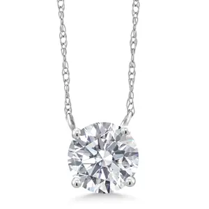 18K White Gold IGI Certified Lab Grown Diamond Pendant Necklace | 1.00 Ct Round Cut 6.5mm | E-F Color | VS1-VS2 Clarity With 18 Inch Chain