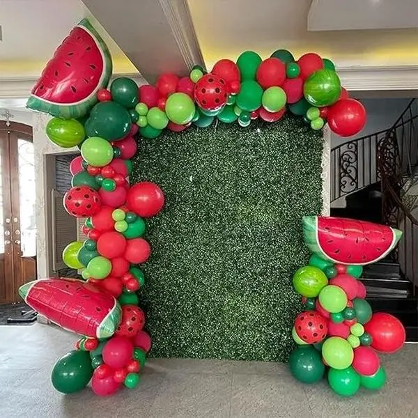 145Pcs melon Party Decorations Balloon Arch Garland Kit - Green Rose Red Balloons for Summer Birthday Party Baby Shower Party Decorations
