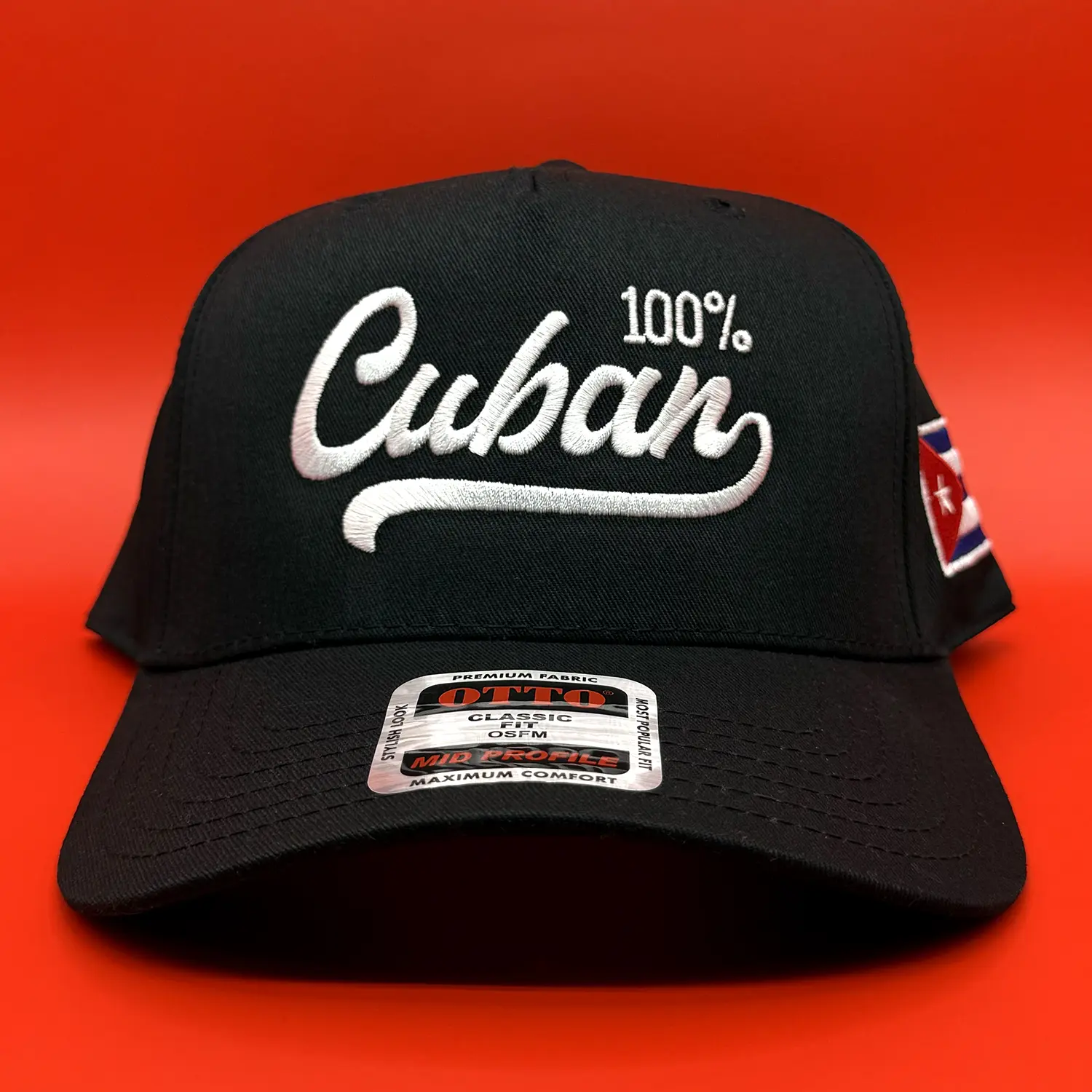 Unisex 100% Cuban Classic 5-Panel Embroidered Snapback Cap - Adjustable Streetwear Hat, Black Classic Hats with Fashion & Functionality