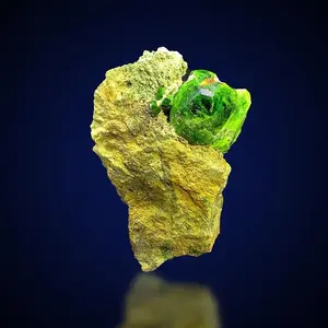 Natural green demantoid garnet crystals on matrix, 102 gram