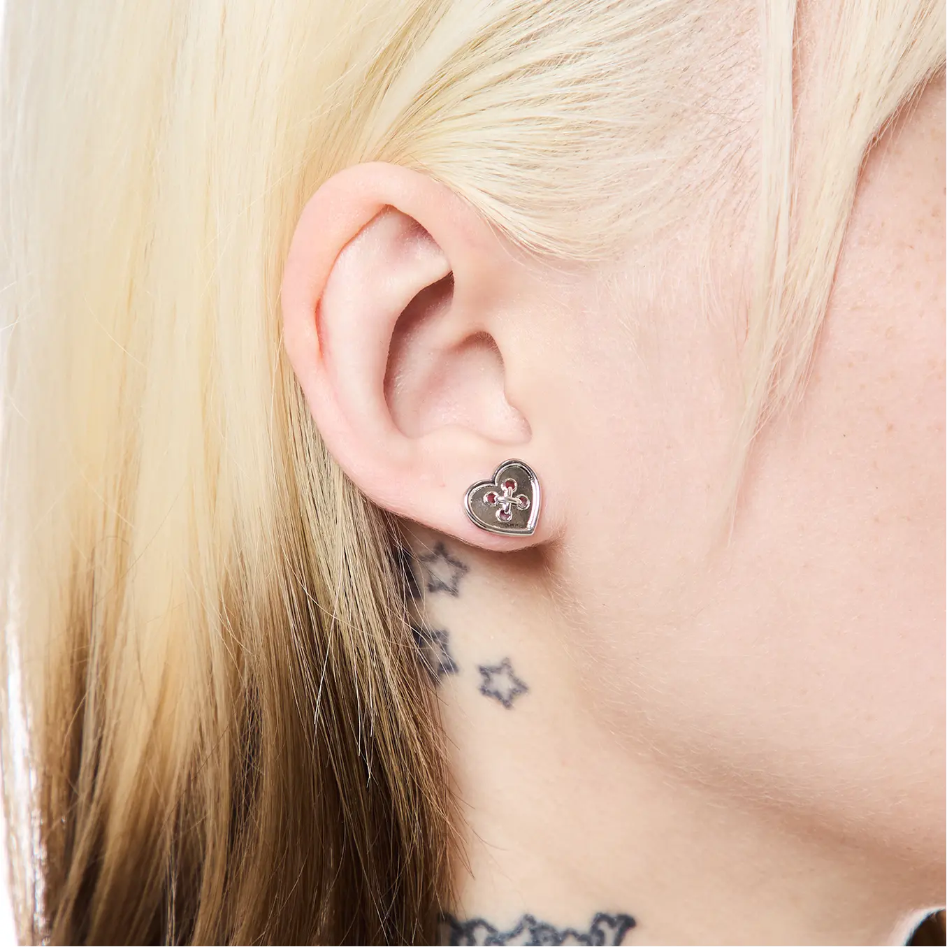 HeavenSent Amour Studs | Stainless Steel Button Heart Design Stud Earrings. Waterproof + Tarnish Proof Jewelry