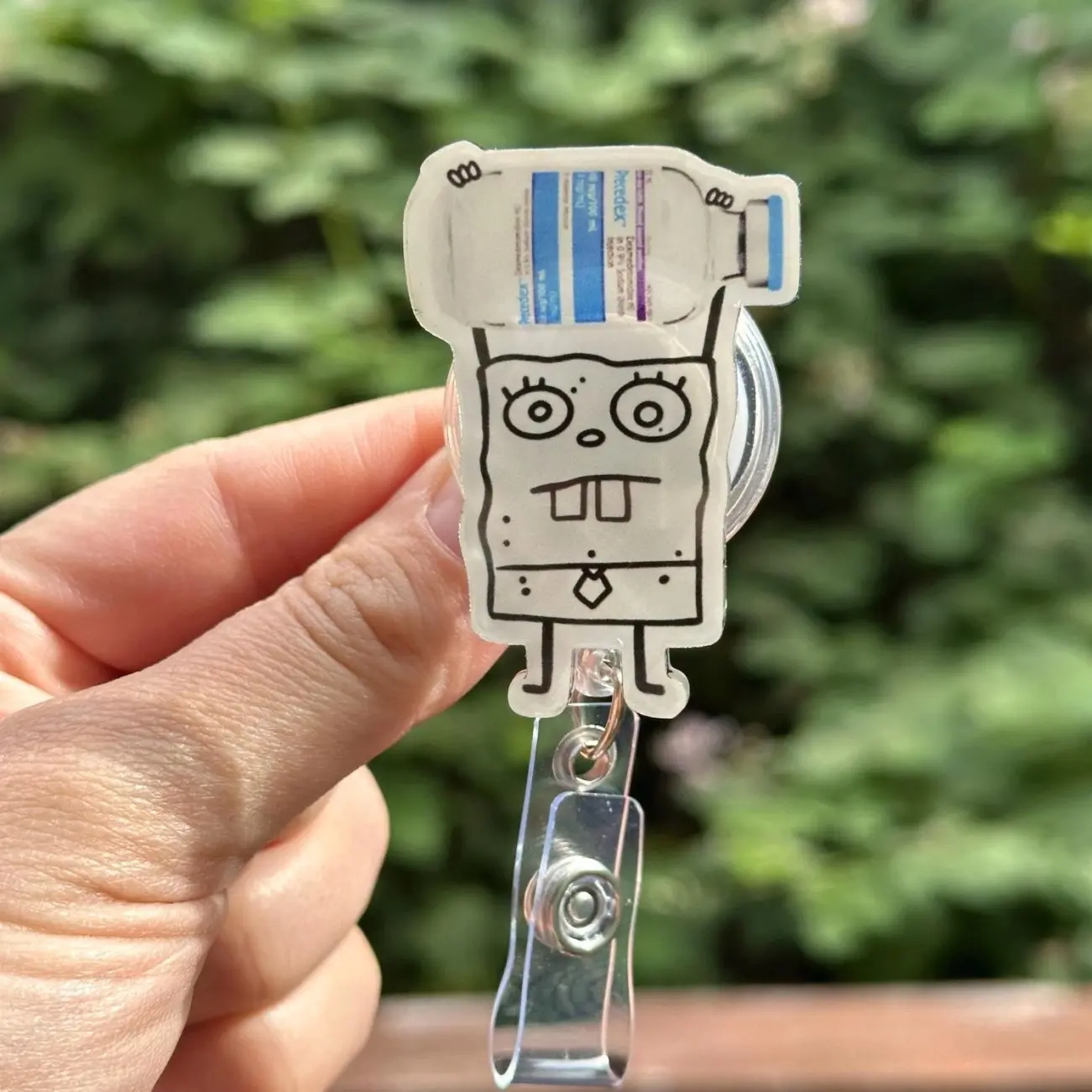 Cartoon Doodle Precedex -Nurse badge reel, RN, MD, icu, pharmacy, medical, healthcare work accessory
