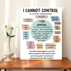 Inspirational Mental Health Canvas Poster - 'What I Can & Cannot Control' - Deeply Insightful Wall Art for Office, School, Home Decor, Frameless Therapeutic Prints for Living Room, Bedroom, Bathroom, 11.81" x 15.75", 1pc