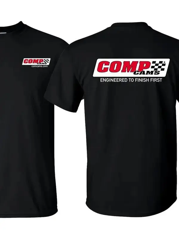 COMP Cams Racing Round Neck Short-Sleeve Casual Top - Premium Cotton Blend Unisex Menswear Tee, Automotive Performance Shop Mechanic Shirt, Gift for Car Enthusiasts