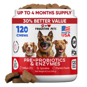 Pre+Probiotics for Dogs Digestive Health | Dog Probiotic Chews 120 Ct Supplements