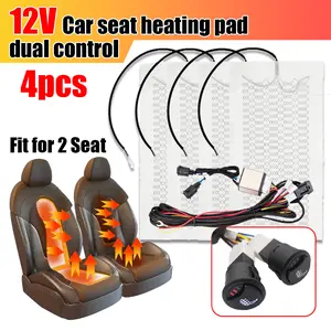 Universal Car Seat Heater Kit Fit 2 Seats 12V Carbon Fiber Heating Pad Dual Dial 3 Level Round Control Winter Warmer Seat Cover