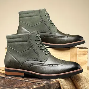 Men's Casual Ankle Boots, Solid Color PU Upper & Inner,  Comfortable Lace-Up Short Boots for All Seasons Boy Walking Shoes Closed Insole Nail Orthotic