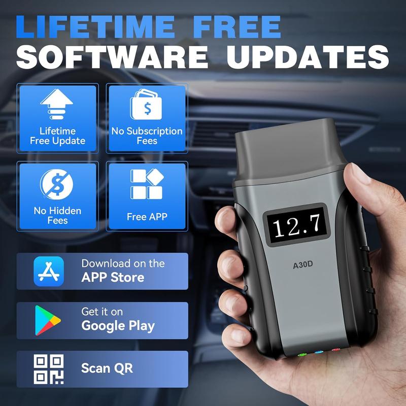 Anyscan A30D OBD2 Scanner , Bidirectional Scan Tool with Lifetime Updates & 16 Resets, FCA, CANFD, Crank Sensor Relearn, Full System Diagnostics,  Code Reader for /Android