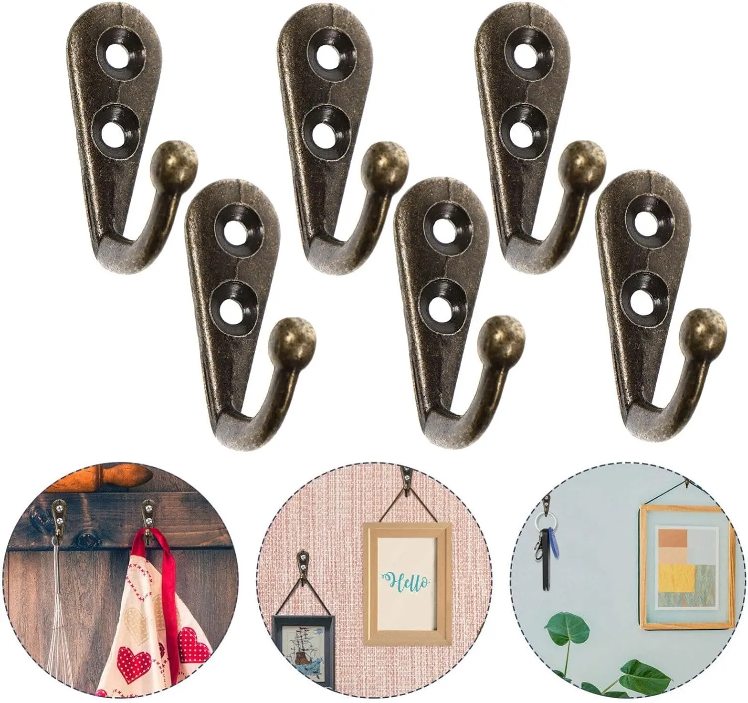 10 Pack Wall Hooks for Hanging, Heavy Duty Small Coat Hooks Wall Mounted for Living Room, Bathroom, Kitchen, Bedroom for Key, Cup, Bag, Hat, Scarf, and More (Oil Rubbed Bronze)