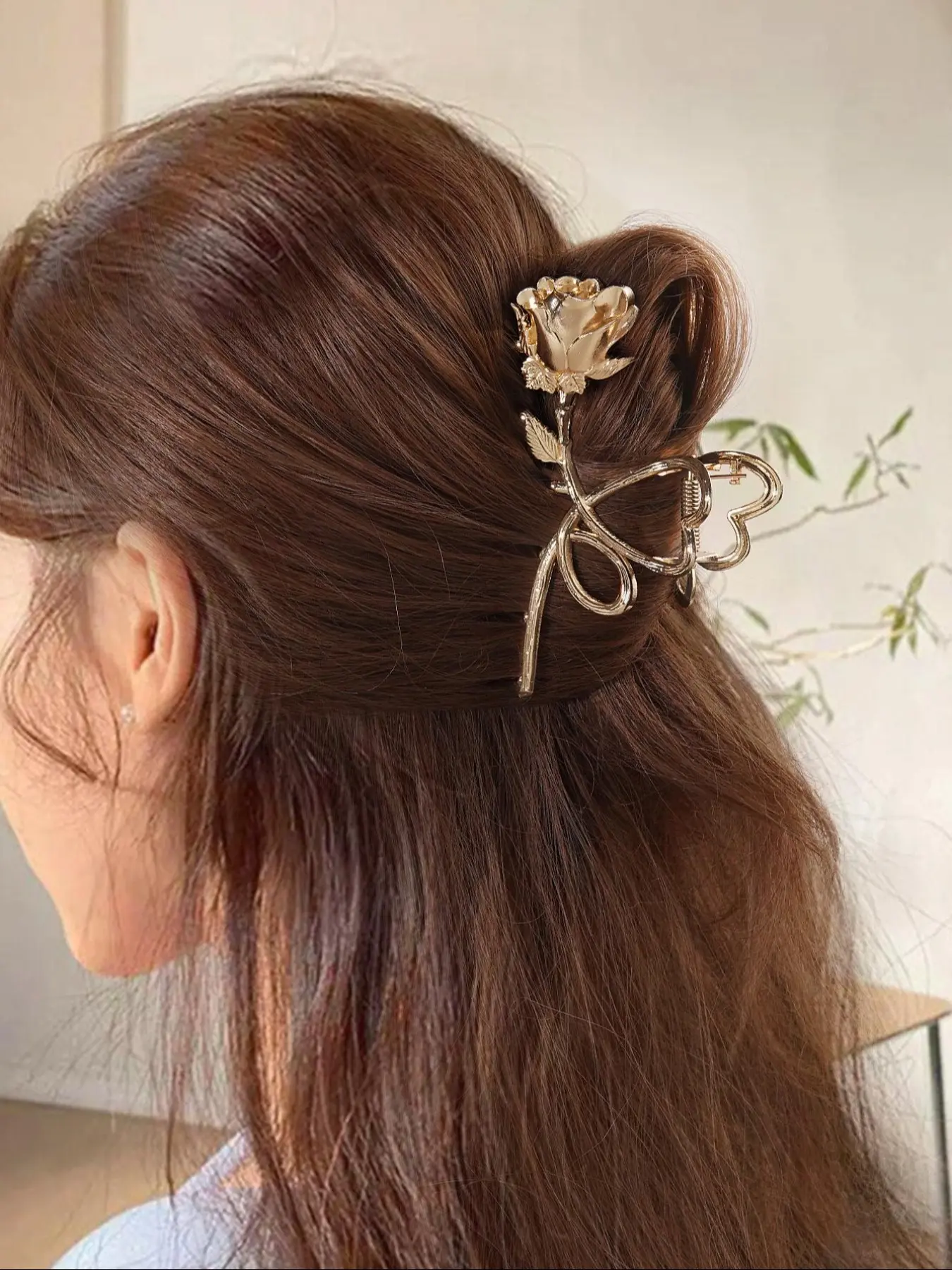 Elegant Rose Flower Metal Hair Claw, Vintage Style Hair Accessory, Valentine's Day Gift, Suitable for School, University, Fall Winter, Floral Hair Accessories, Hair Clips