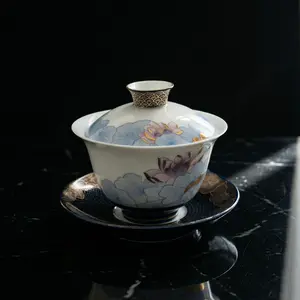 Authentic Handmade Chinese Porcelain Gaiwan "Full Harmony" | Master Crafted Tea Set | Premium Collectible Art