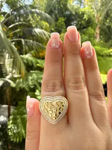 Double Halo Nugget Heart Ring