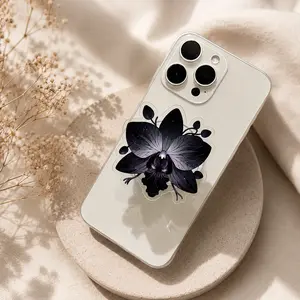 Minimalist Gothic Orchid Magsafe Phone Grip – Floral Magnetic Pop Socket Accessory