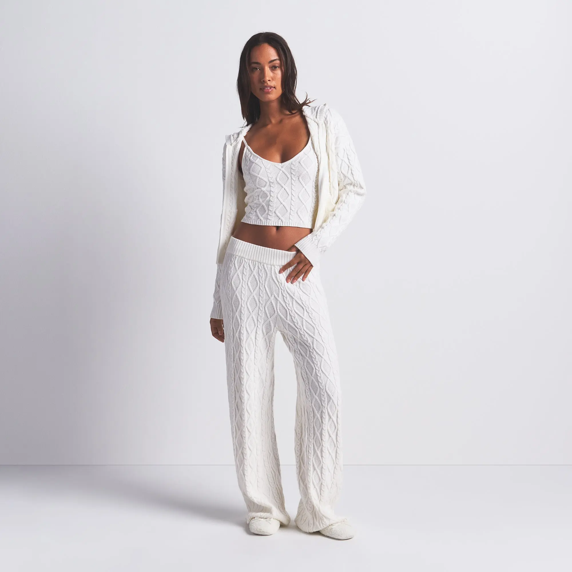 SKIMS SWEATER KNITS CABLE KNIT STRAIGHT LEG PANT