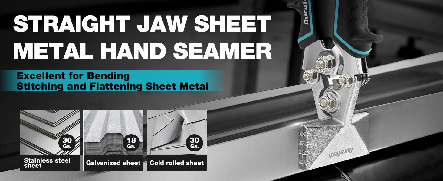 #backtoschool DURATECH  Sheet Metal Bender, Hand Seamers Sheet Metal Tools with Ergonomic TPR Handle, Straight Jaw Metal Bending Pliers for Bending, Seaming and Flattening Metal